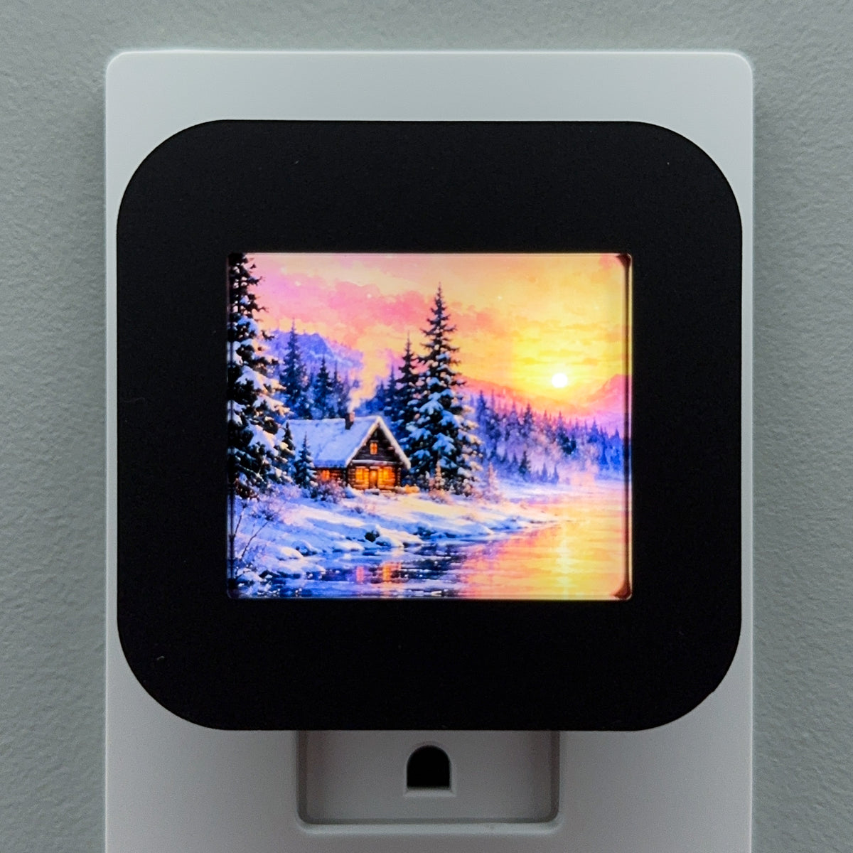 Snowy Lake Cabin Night Light