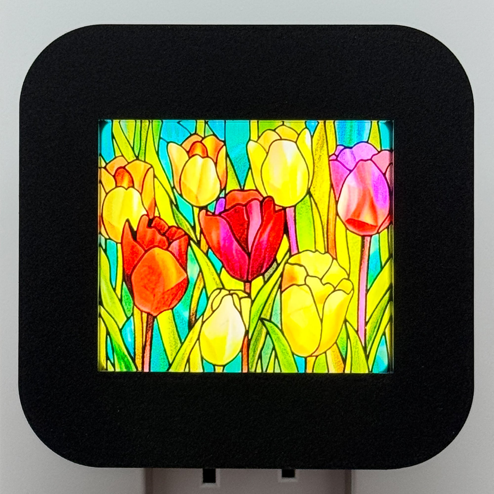 Faux Stained Glass Tulips Night Light