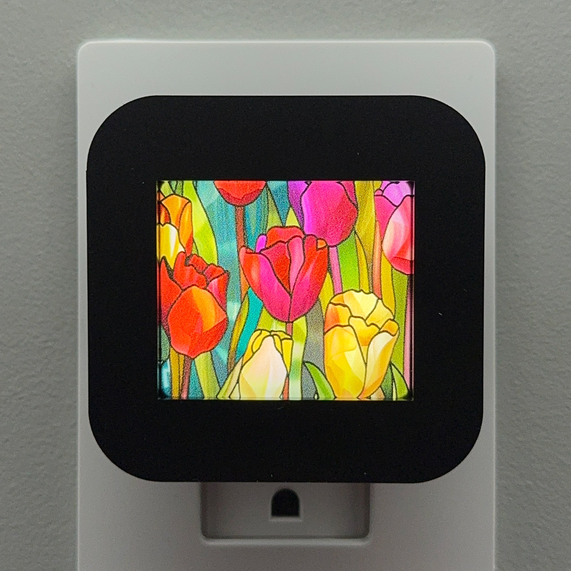 Faux Stained Glass Tulips Night Light Cover ONLY