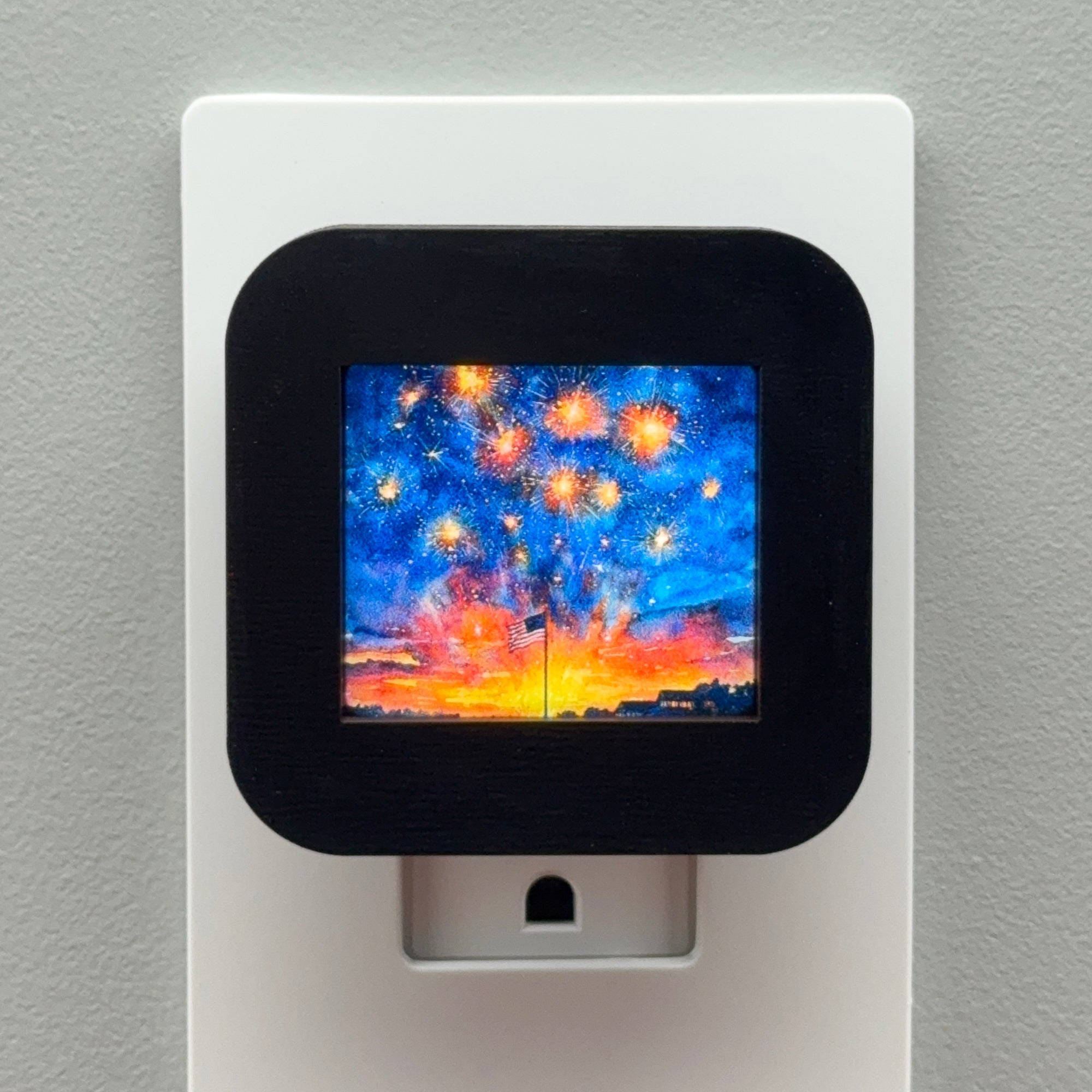 4th of July Fireworks and Flag Night Light