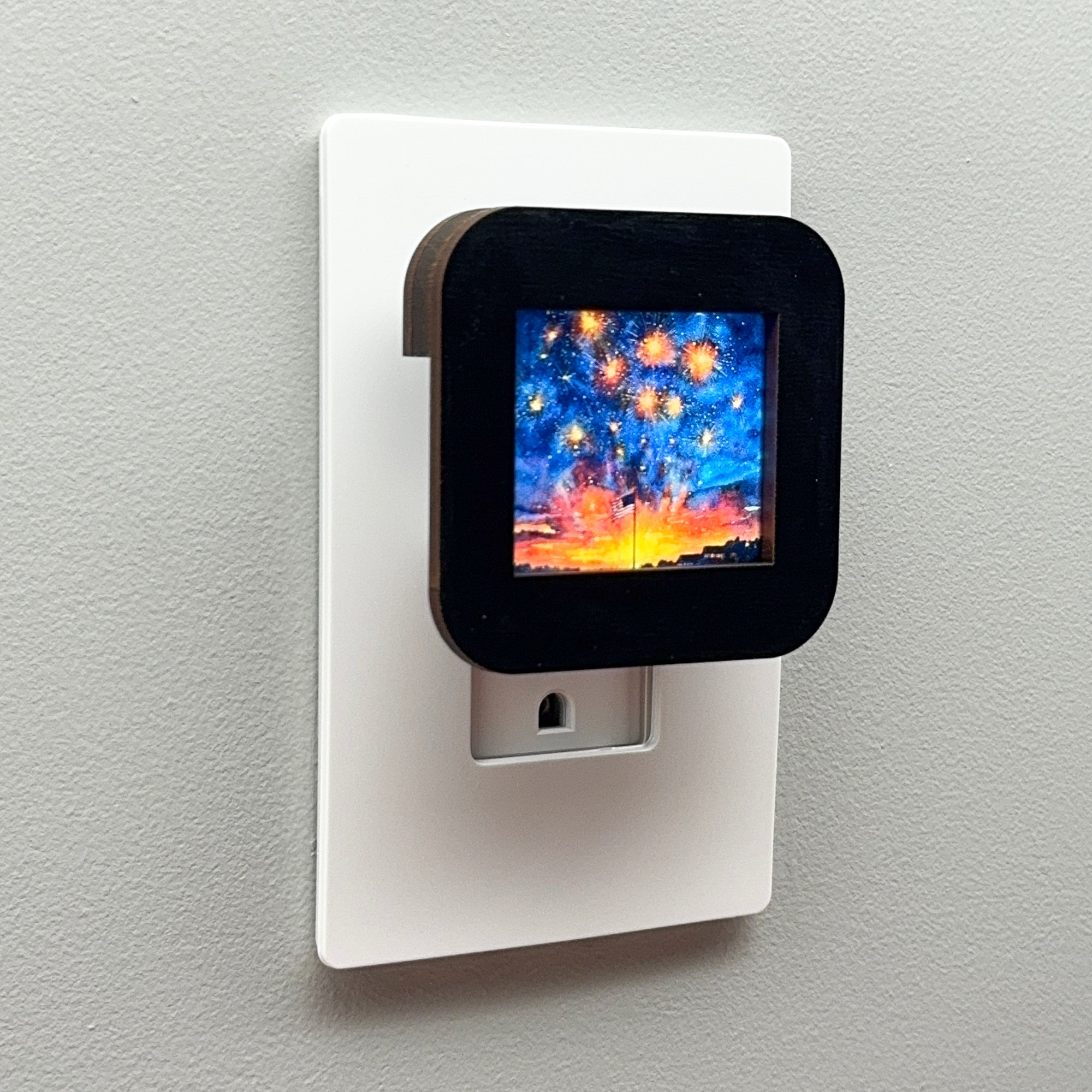 4th of July Fireworks and Flag Night Light