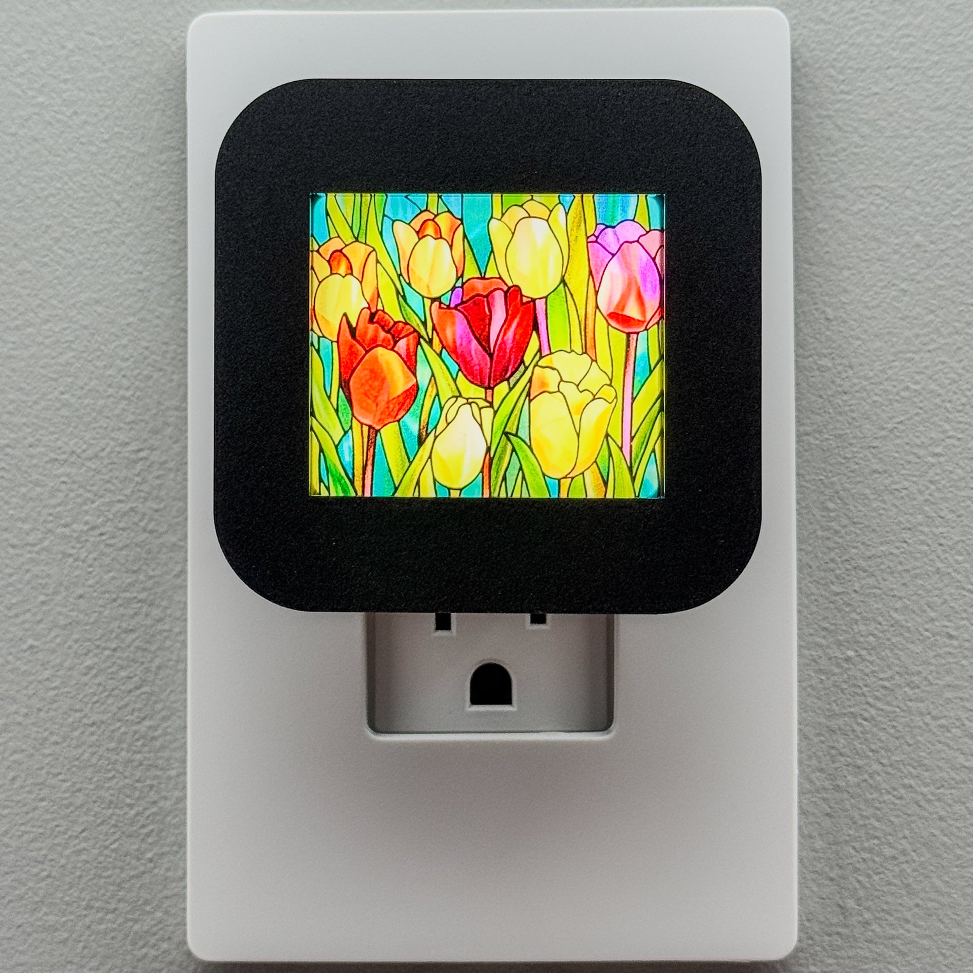 Faux Stained Glass Tulips Night Light