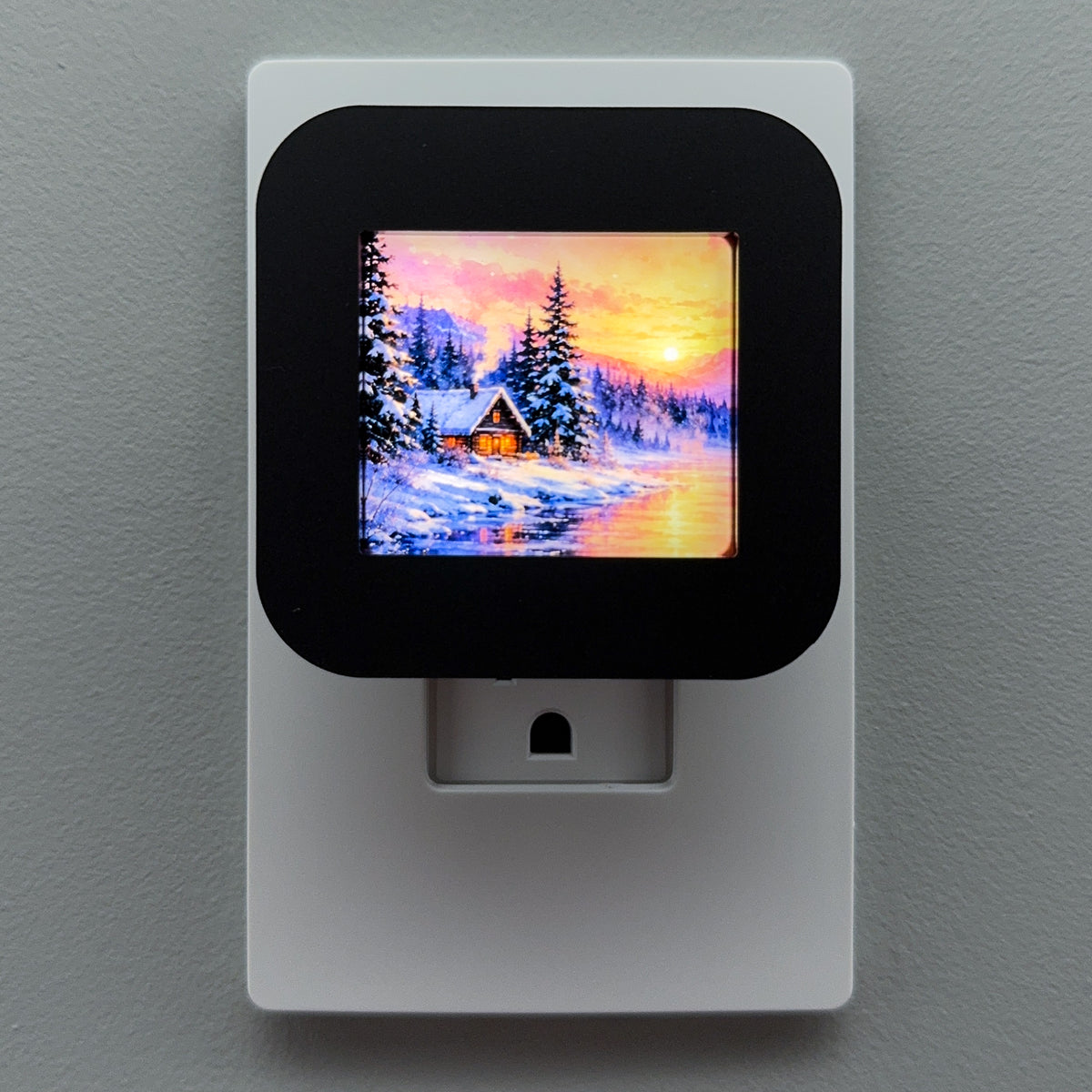 Snowy Lake Cabin Night Light