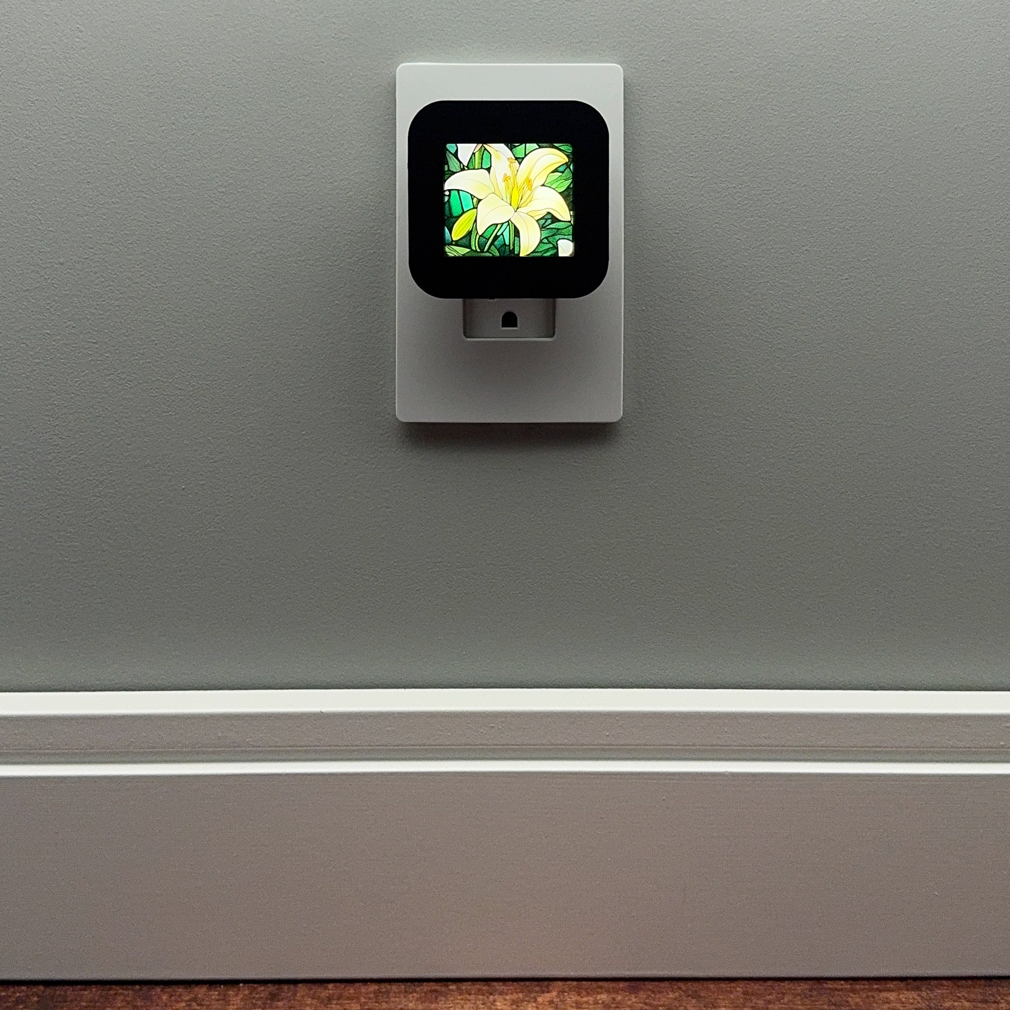 Easter Lily Faux Stained Glass Night Light