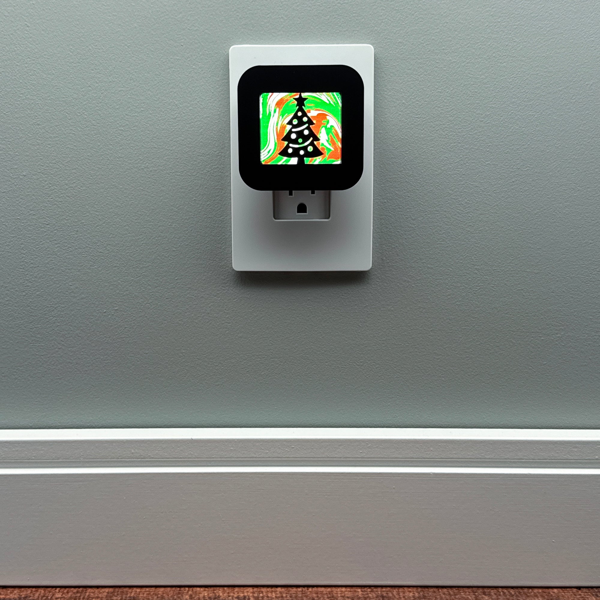 Red and Green Christmas Tree Night Light Cover ONLY