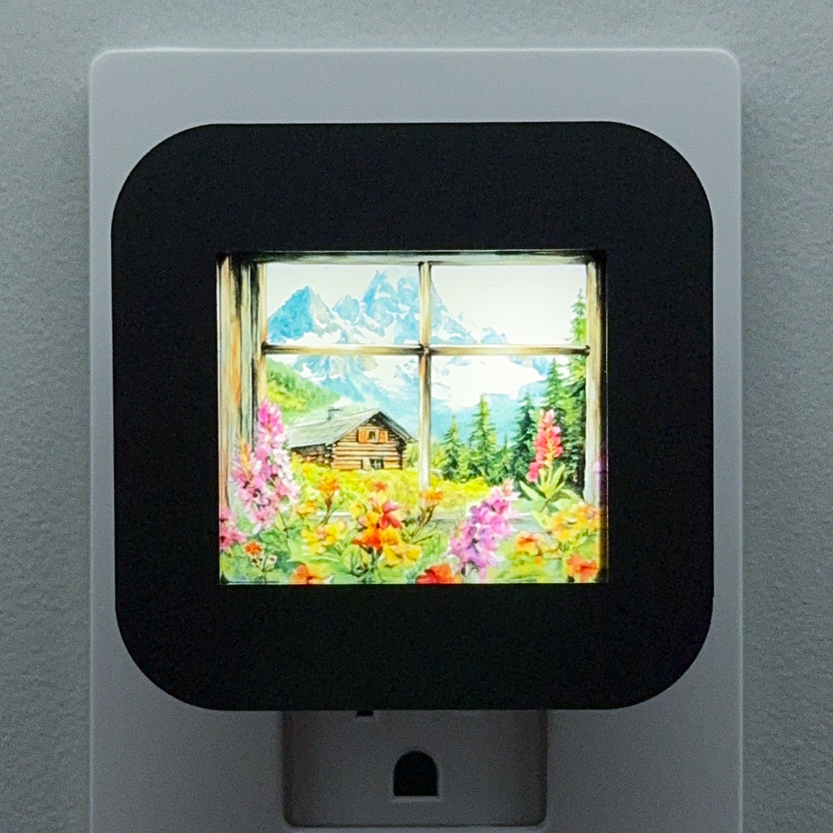 Mountain Cabin Window Night Light