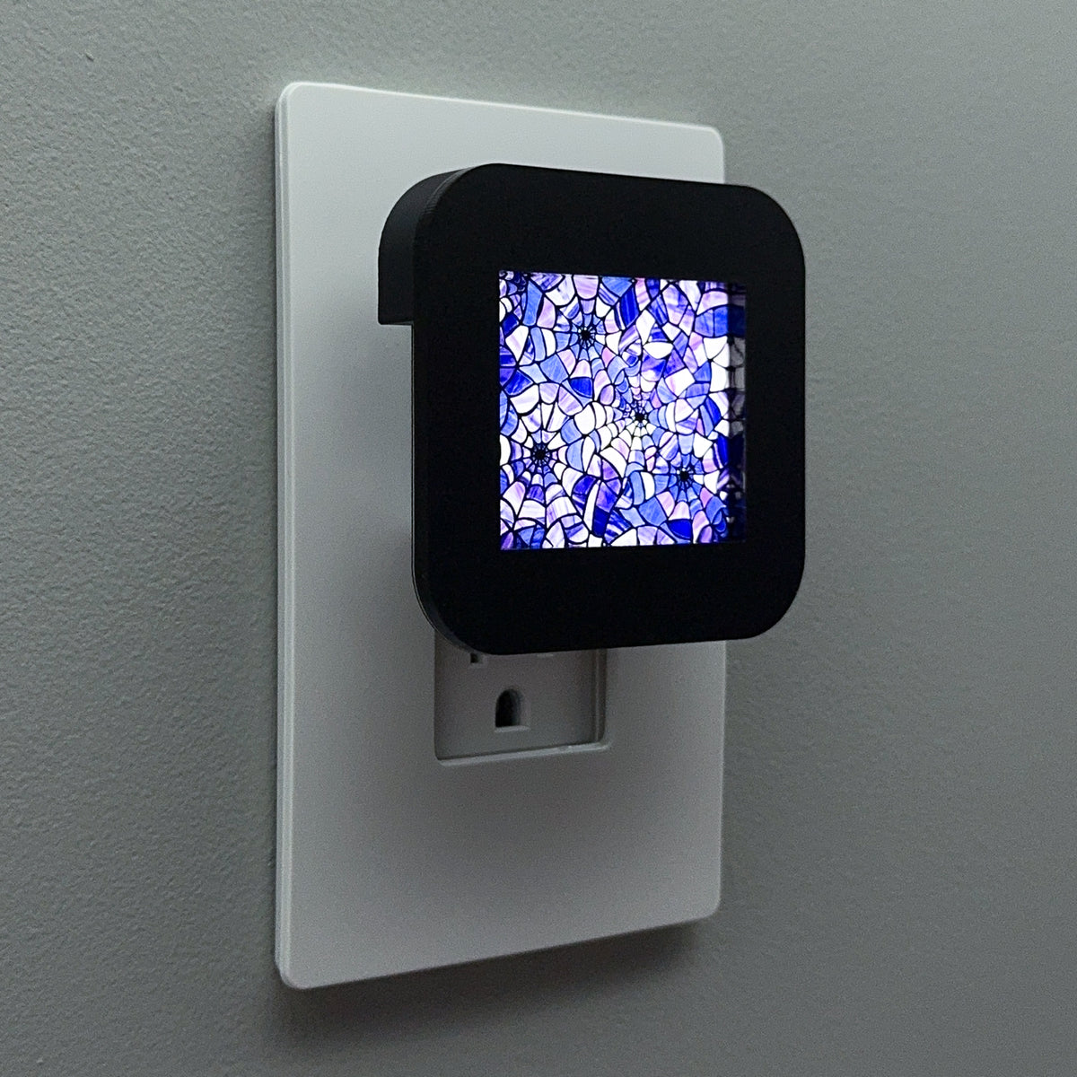 Purple Spiderweb Faux Stained Glass Night Light
