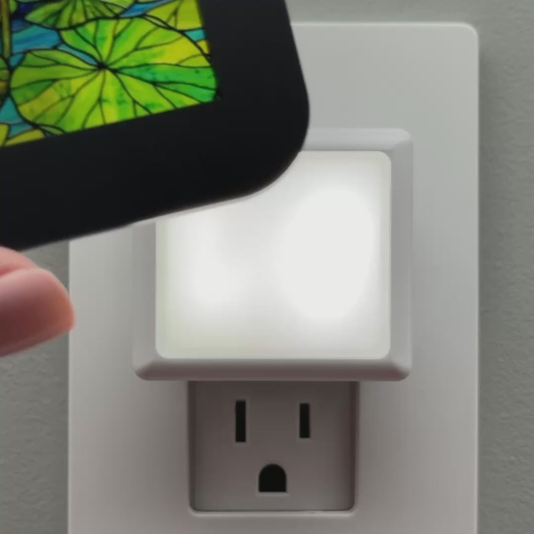 Load video: Waterlily Faux Stained Glass Night Light