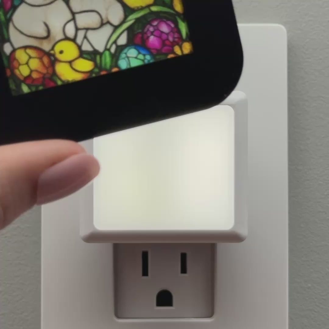 Load video: Easter Bunny Faux Stained Glass Night Light