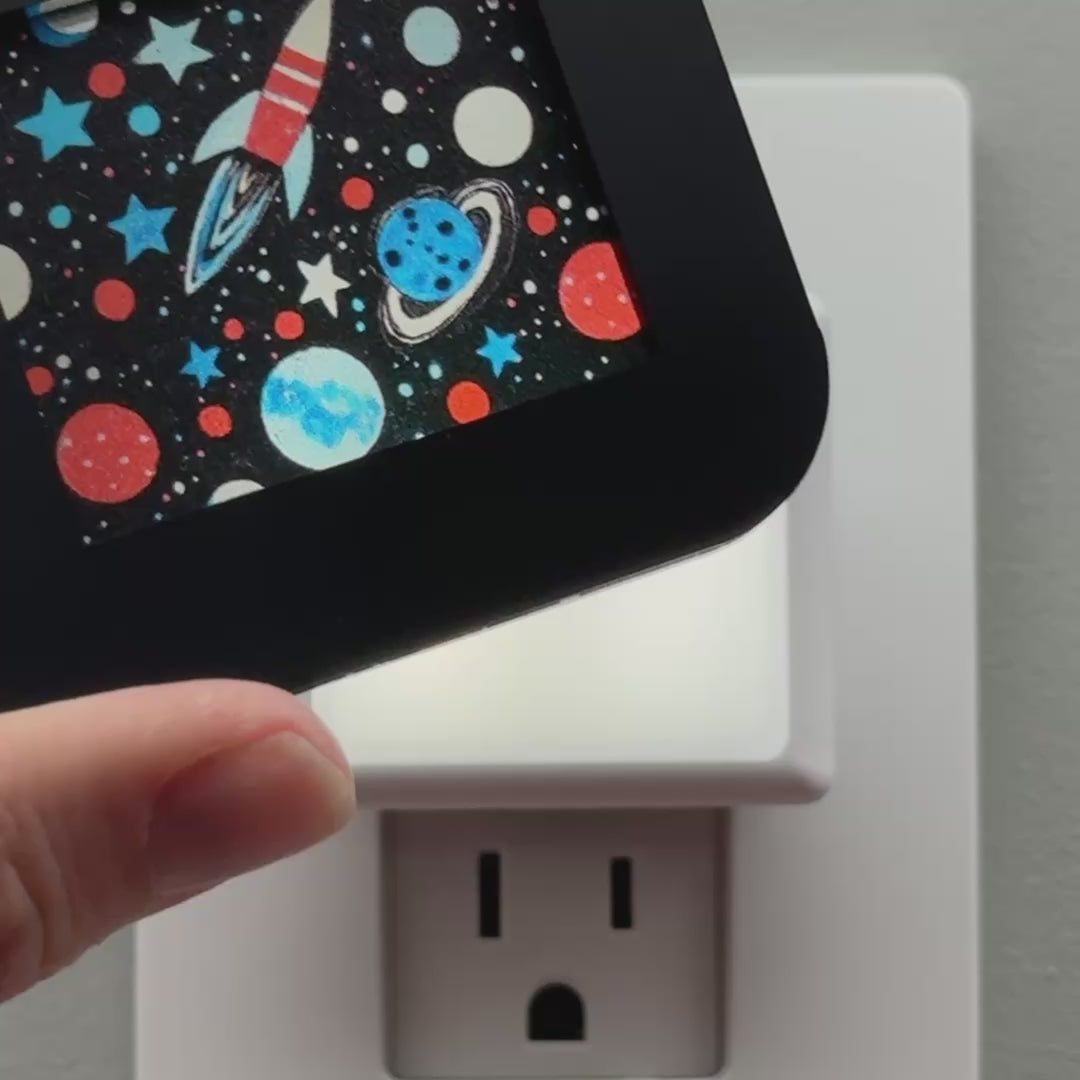 Load video: Space, Rocket Ship and Planets Night Light Cover ONLY