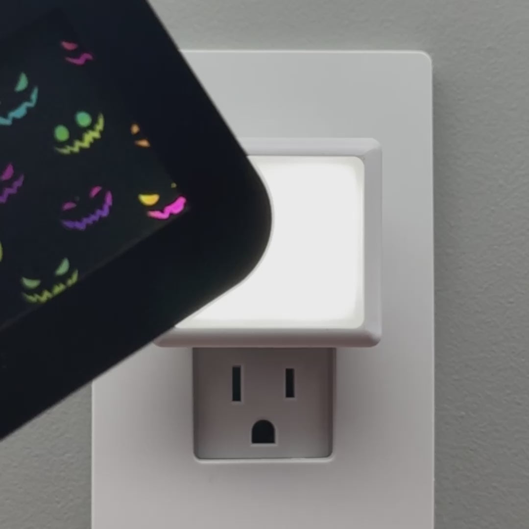 Load video: Colorful Jack O' Lantern Faces Halloween Night Light Cover ONLY