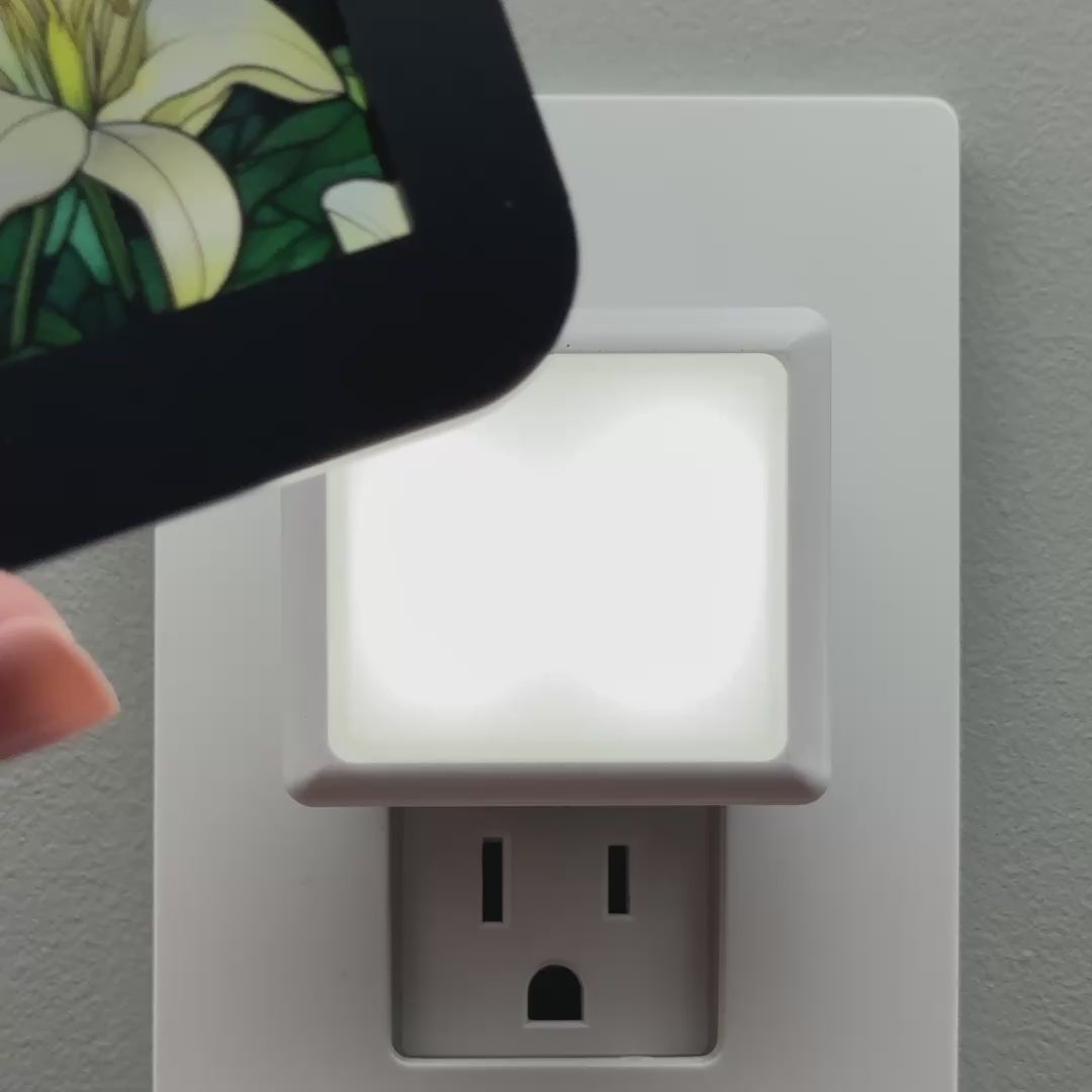 Load video: Easter Lily Faux Stained Glass Night Light