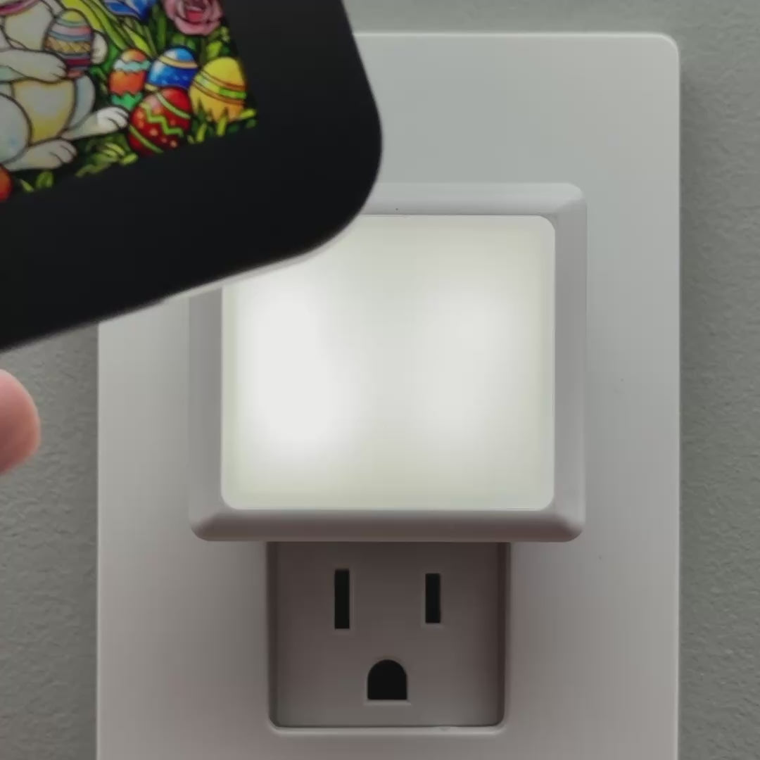 Load video: Easter Bunny Faux Stained Glass Night Light