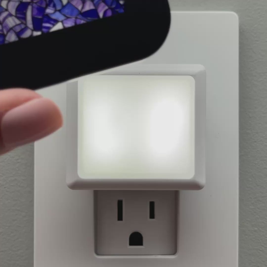 Load video: Purple Spiderweb Faux Stained Glass Night Light