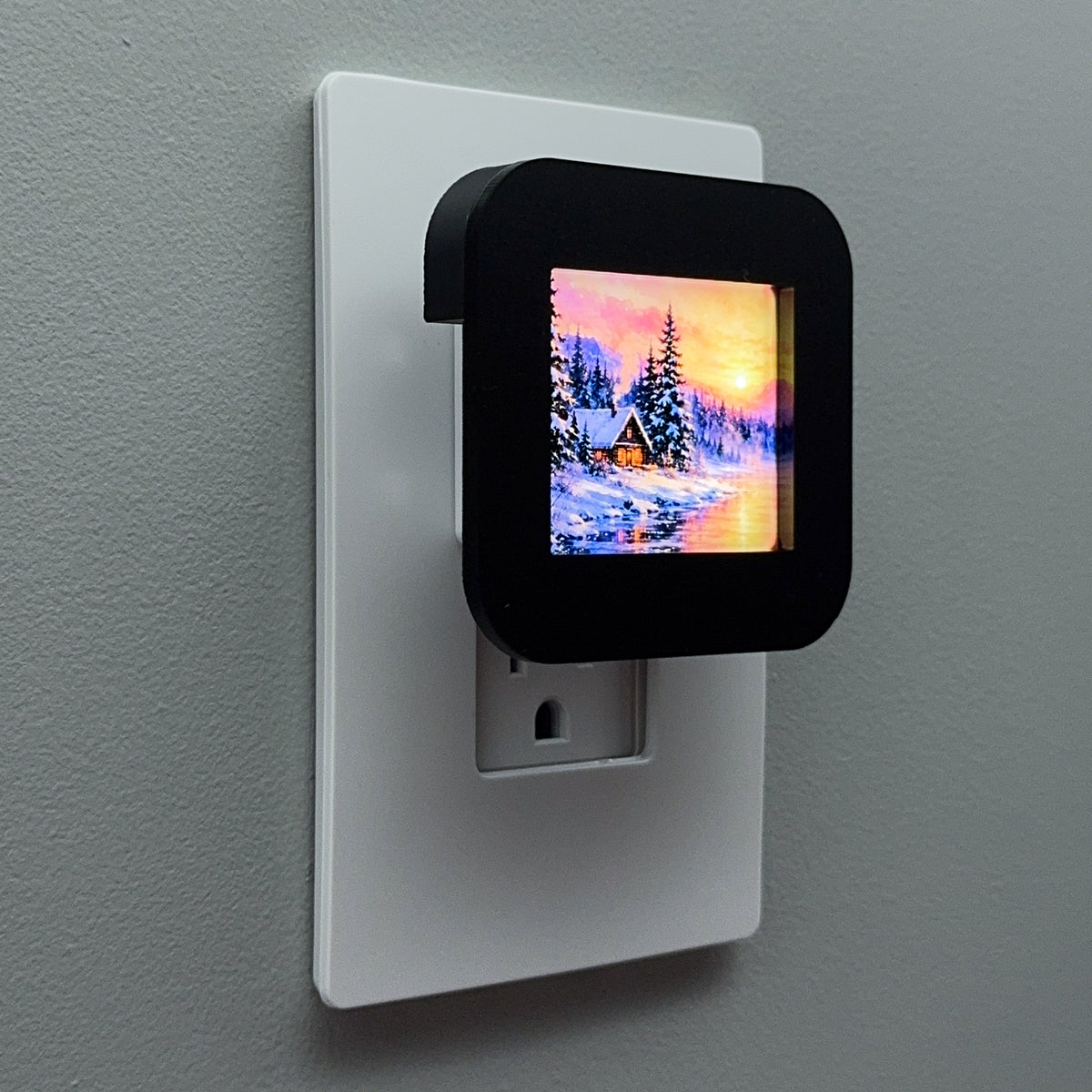 Snowy Lake Cabin Night Light