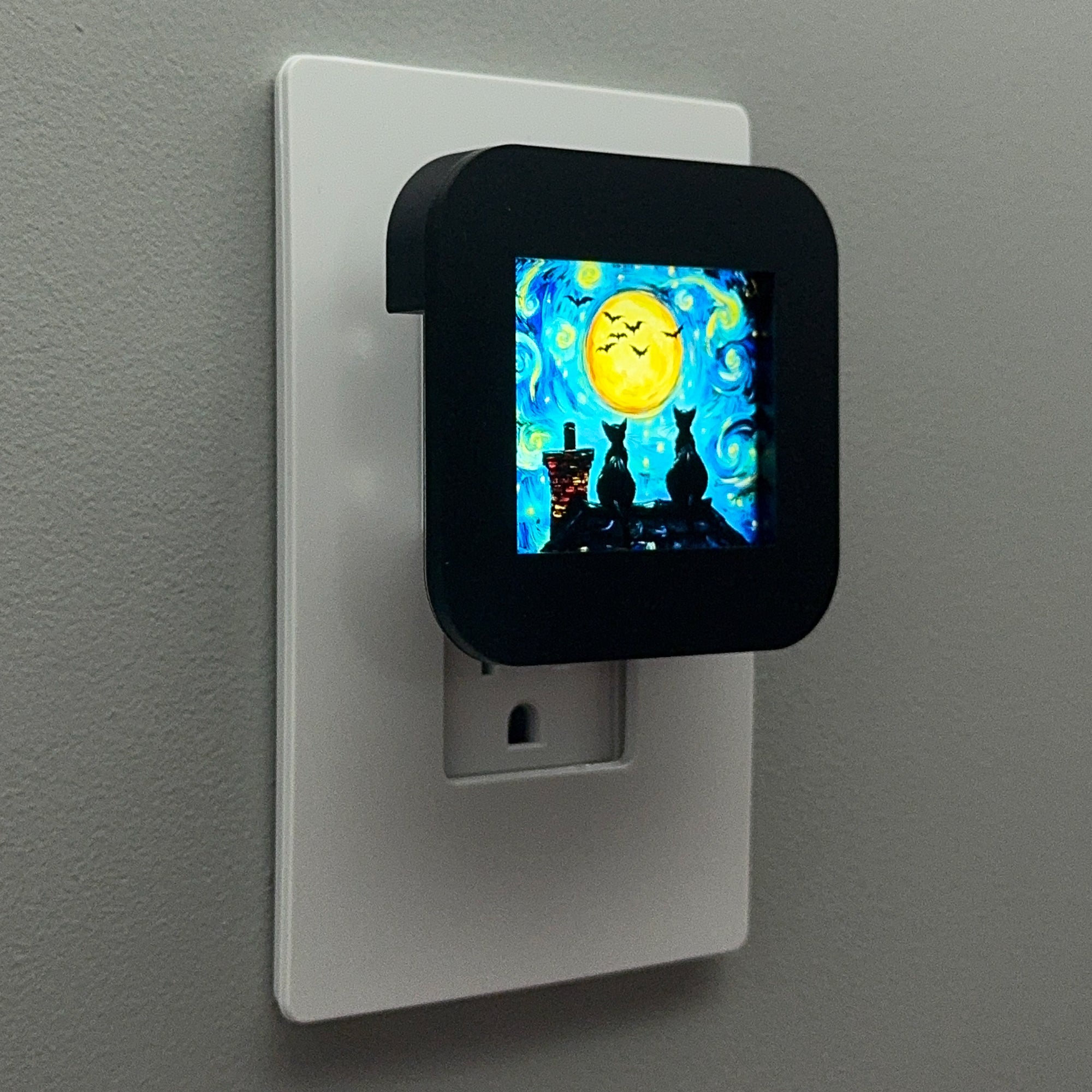 Starry Night Halloween Cats Night Light