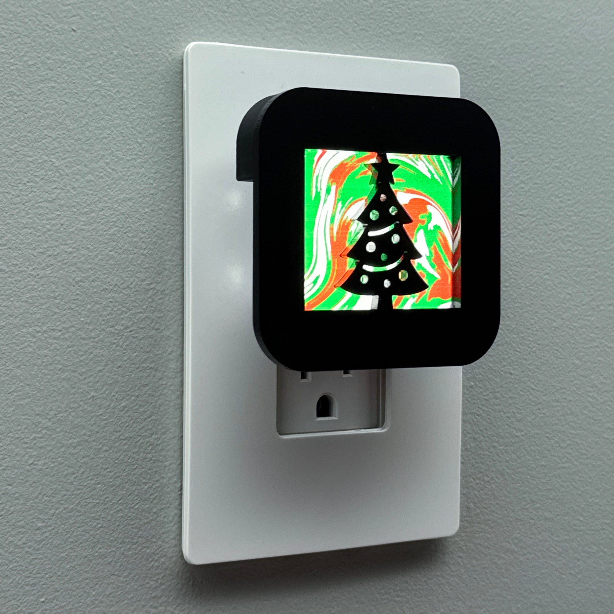 Red and Green Christmas Tree Night Light Cover ONLY