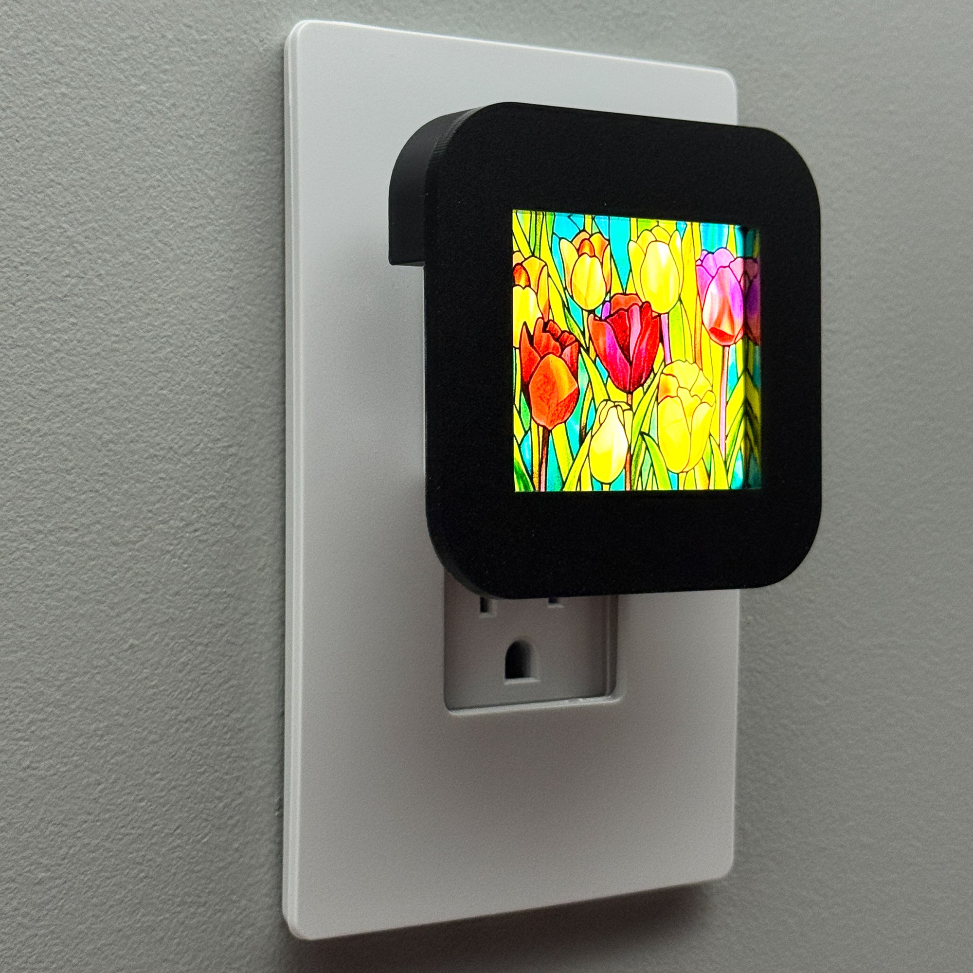Faux Stained Glass Tulips Night Light